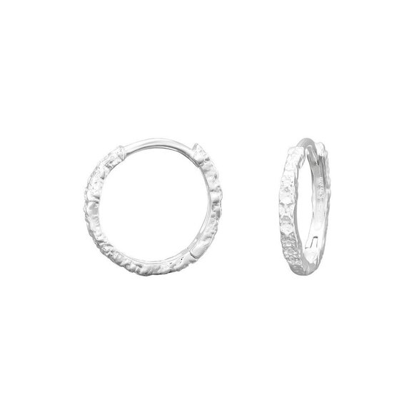 Martin Pere Jewelry - Sterling Silver Diamond Cut Textured Huggie Hoops